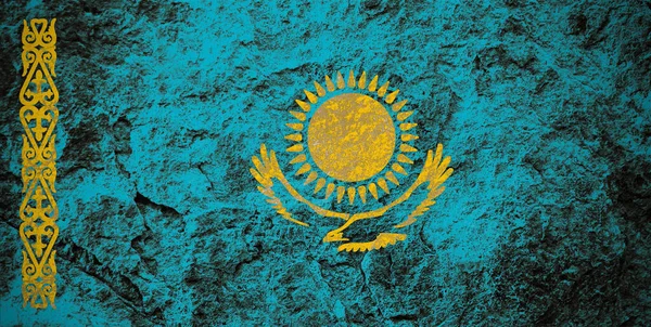 Republika Kazachstán Vlajka Pozadí Grunge Kámen — Stock fotografie