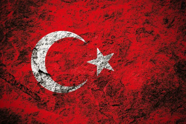 土耳其共和国国旗 以黑石为背景 — 图库照片