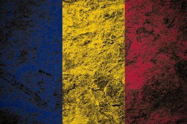 Grunge Stone arka planında Çad Cumhuriyeti bayrağı