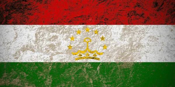 塔吉克斯坦共和国国旗 以黑石为背景 — 图库照片