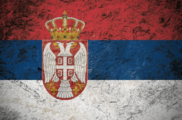 Флаг Республики Сербия Фоне Гранж Камня — стоковое фото