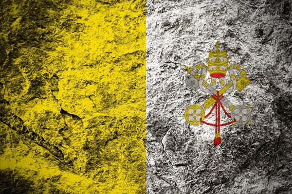 Vaticaanstad Staat Vlag Grunge Stenen Achtergrond — Stockfoto