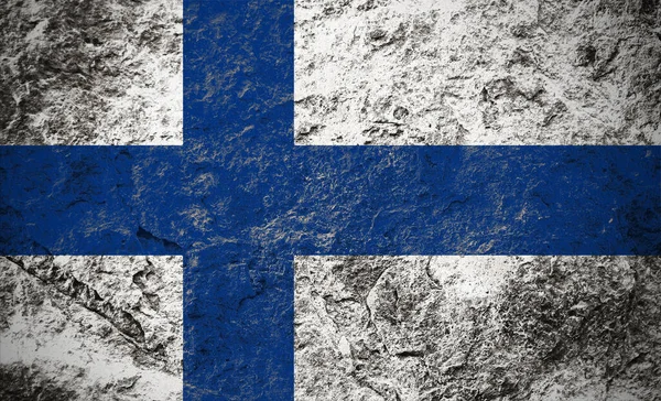 Drapeau République Finlande Sur Fond Pierre Grunge — Photo