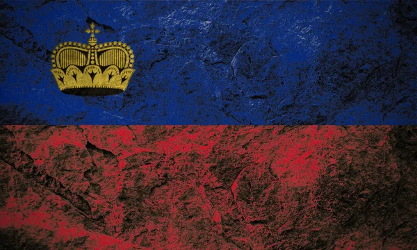 Lichtenštejnské Knížectví Vlajka Grunge Kámen Pozadí — Stock fotografie