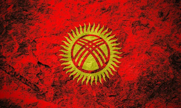 키르기스스탄 공화국의 국기가 그르렁 거리는 — 스톡 사진