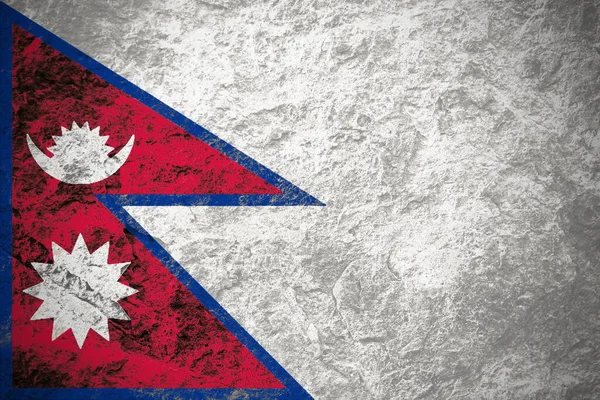 Federale Democratische Republiek Nepal Vlag Grunge Stone Achtergrond — Stockfoto