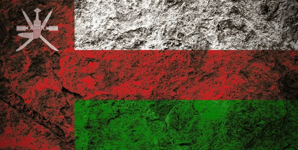 Sultanato Bandera Omán Sobre Fondo Piedra Grunge — Foto de Stock