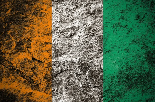 Ivory Coast Flag Grunge Stone Background — Stock Photo, Image