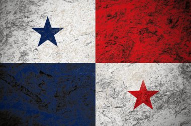 Grunge Stone arka planında Panama Cumhuriyeti bayrağı