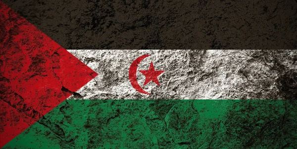 Sahrawi Arab Democratic Republic Flag Grunge Stone Background — Stock Photo, Image