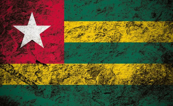 Togo Flagga Grunge Sten Bakgrund — Stockfoto