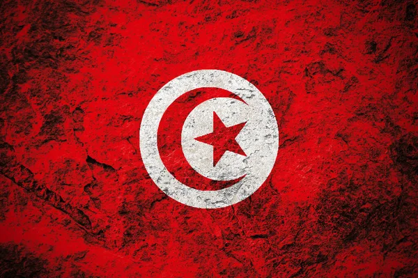 Tunisian Republic Flag Grunge Stone Background — Stock Photo, Image