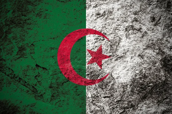 People Democratic Republic Algeria Flag Grunge Stone Background — Stock Photo, Image