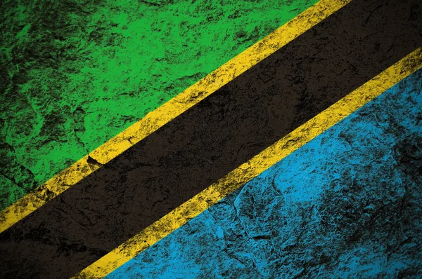 Флаг Танзании Фоне Гранж Камня — стоковое фото