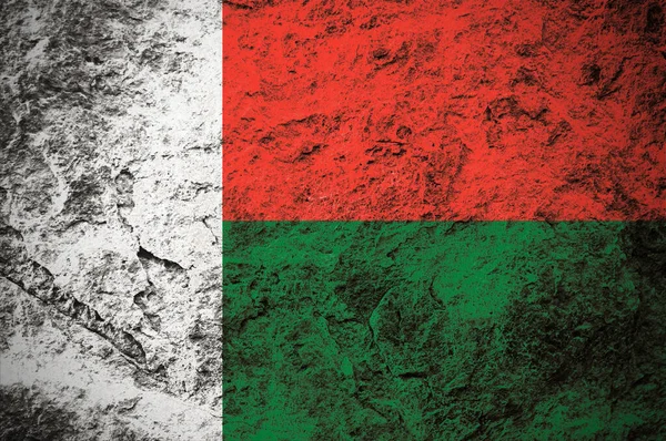 Флаг Республики Мадагаскар Фоне Гранж Камня — стоковое фото