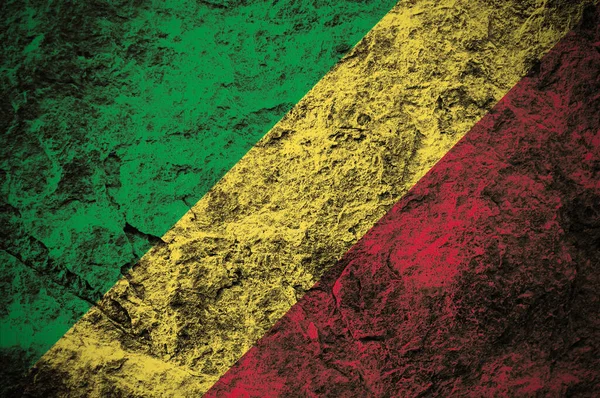 Republiken Kongo Flagga Grunge Sten Bakgrund — Stockfoto