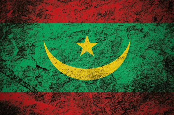 Islamic Republic Mauritania Flag Grunge Stone Background — Stock fotografie
