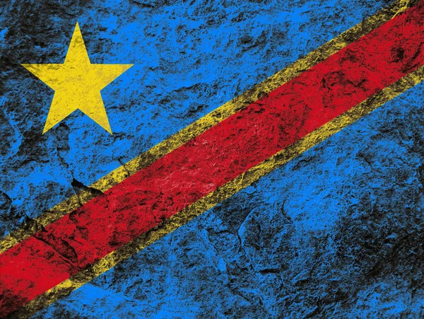 Drapeau République Démocratique Congo Sur Fond Pierre Grunge — Photo