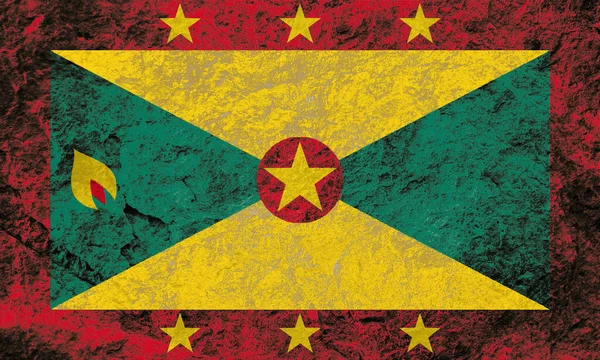 Grenada Flagga Grunge Sten Bakgrund — Stockfoto