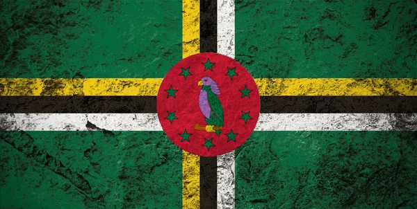 Samväldet Dominica Flagga Grunge Sten Bakgrund — Stockfoto
