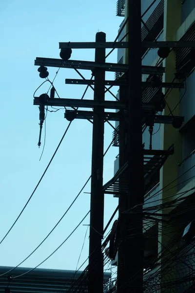 Linia Elektryczna Mieście — Zdjęcie stockowe