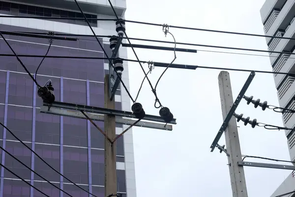 Línea Eléctrica Ciudad — Foto de Stock