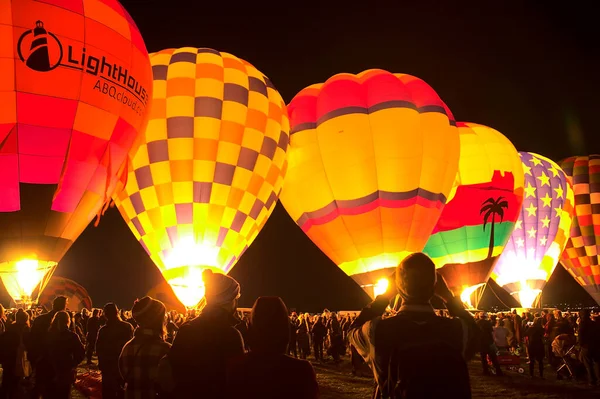 Balão Quente Colorido Flutua Brisa Matinal 2021 Albuquerque Balloon Fiesta — Fotografia de Stock