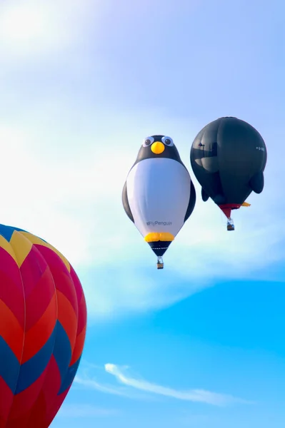 Egy Színes Hőlégballon Lebeg Kora Reggeli Szellőn 2021 Albuquerque Léggömb — Stock Fotó