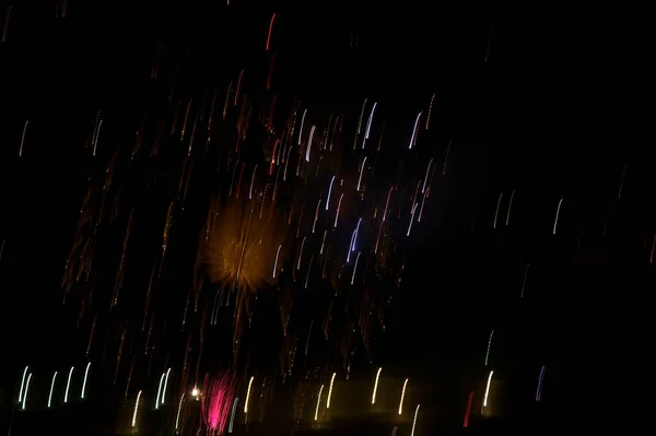 Resumen Intencional Espectáculo Nocturno Fuegos Artificiales — Foto de Stock