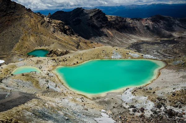 Emerald meren, tongariro national park, Nieuw-Zeeland Stockafbeelding