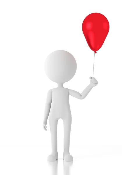 elinde kırmızı bir balon 3d kişi çocuk