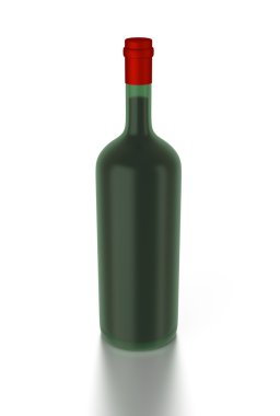 3d kırmızı şarap şişe kırmızı şarap ile dolu