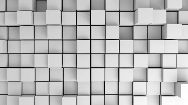 Abstracte beeld van witte kubussen met verschillende hoogten van bovenaf — Stockfoto