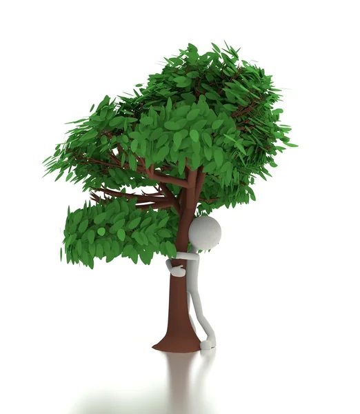 3D osoba przytula drzewa — Zdjęcie stockowe