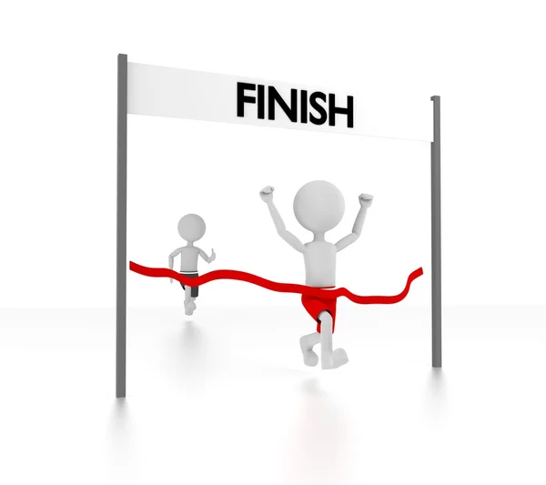 bir yarış bitiş çizgisinde 3D kişi