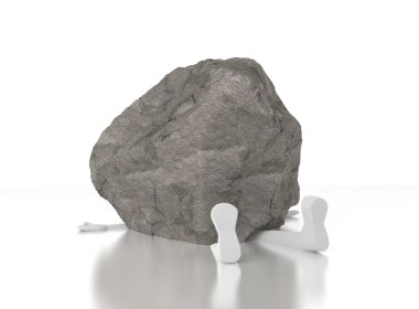 ağır bir kaya tarafından ezilmiş 3d kişi