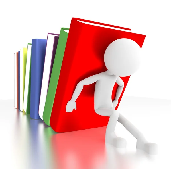 3D kişi düşen kitap destekler.