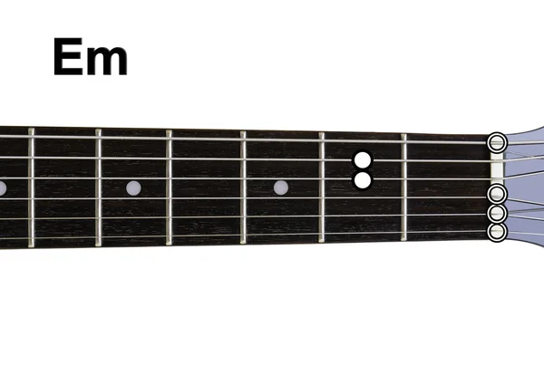 Gitaar akkoorden diagrammen - em Stockfoto