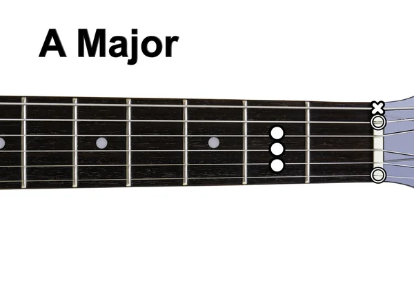 Diagramas de acordes de guitarra - A Major — Foto de Stock