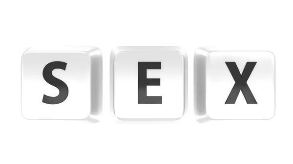 SEX scritto in nero su tasti bianchi — Foto Stock