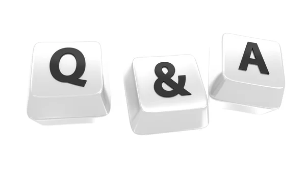 Q & A escrito em preto em chaves de computador branco — Fotografia de Stock