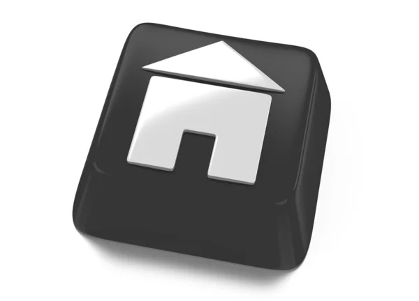 Значок дома в белом на черном ключе компьютера — стоковое фото