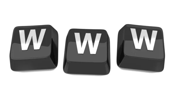 WWW written in white on black computer keys. 3d illustration. Isolated background. — Stock Photo, Image