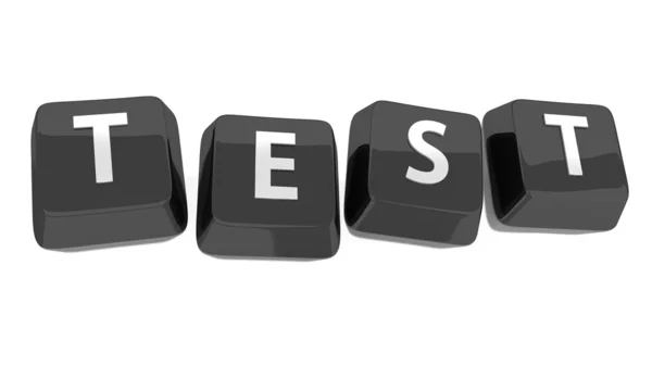 beyaz siyah bilgisayar tuşlarında yazılı sınav. 3D çizim. izole arka plan.