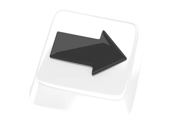 Pfeil nach rechts in schwarz auf weißer Computertaste. 3D-Illustration. isolierter Hintergrund. — Stockfoto