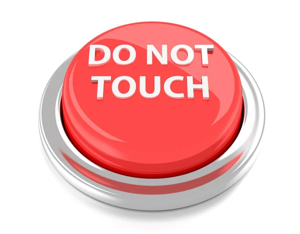 赤いプッシュ ボタンに触れないでください。3 d イラスト。孤立した背景. — ストック写真