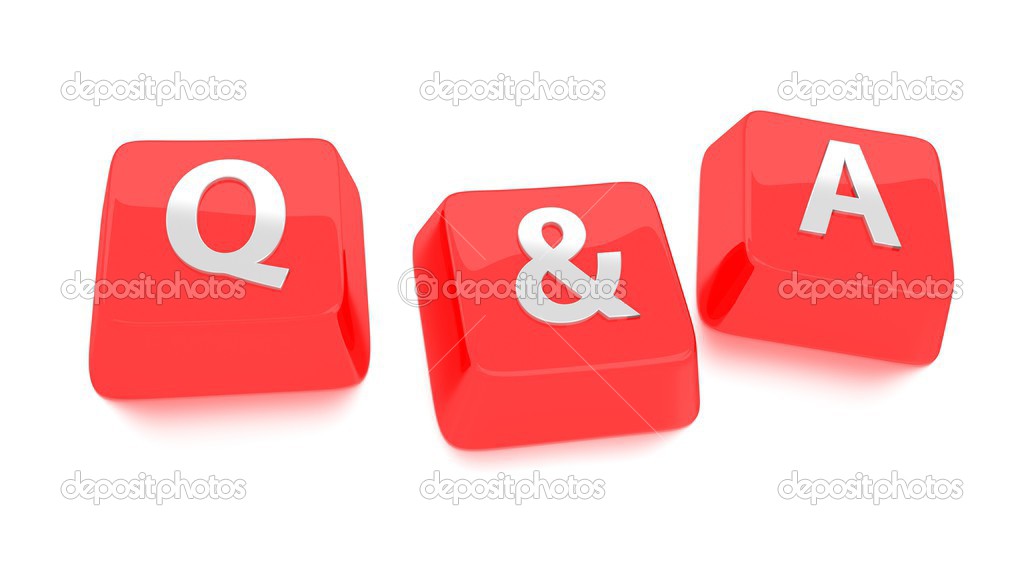 Q&A written in white on red computer keys. 3d illustration. Isolated background.