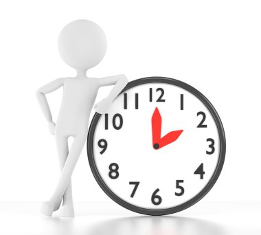 3D kişi saat 03:00 yazan doğru eğilir.