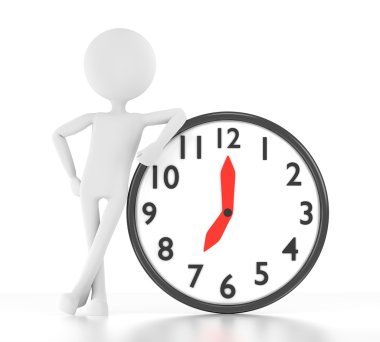 3D kişi says 07:00 saat üzerinde eğilir