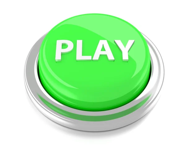 PLAY on green push button. 3d illustration. Isolated background. — Stock Photo, Image